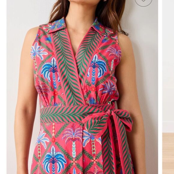 Printfresh Palm Tree Lucia dress Sleeveless wrap  size M - Picture 3 of 5